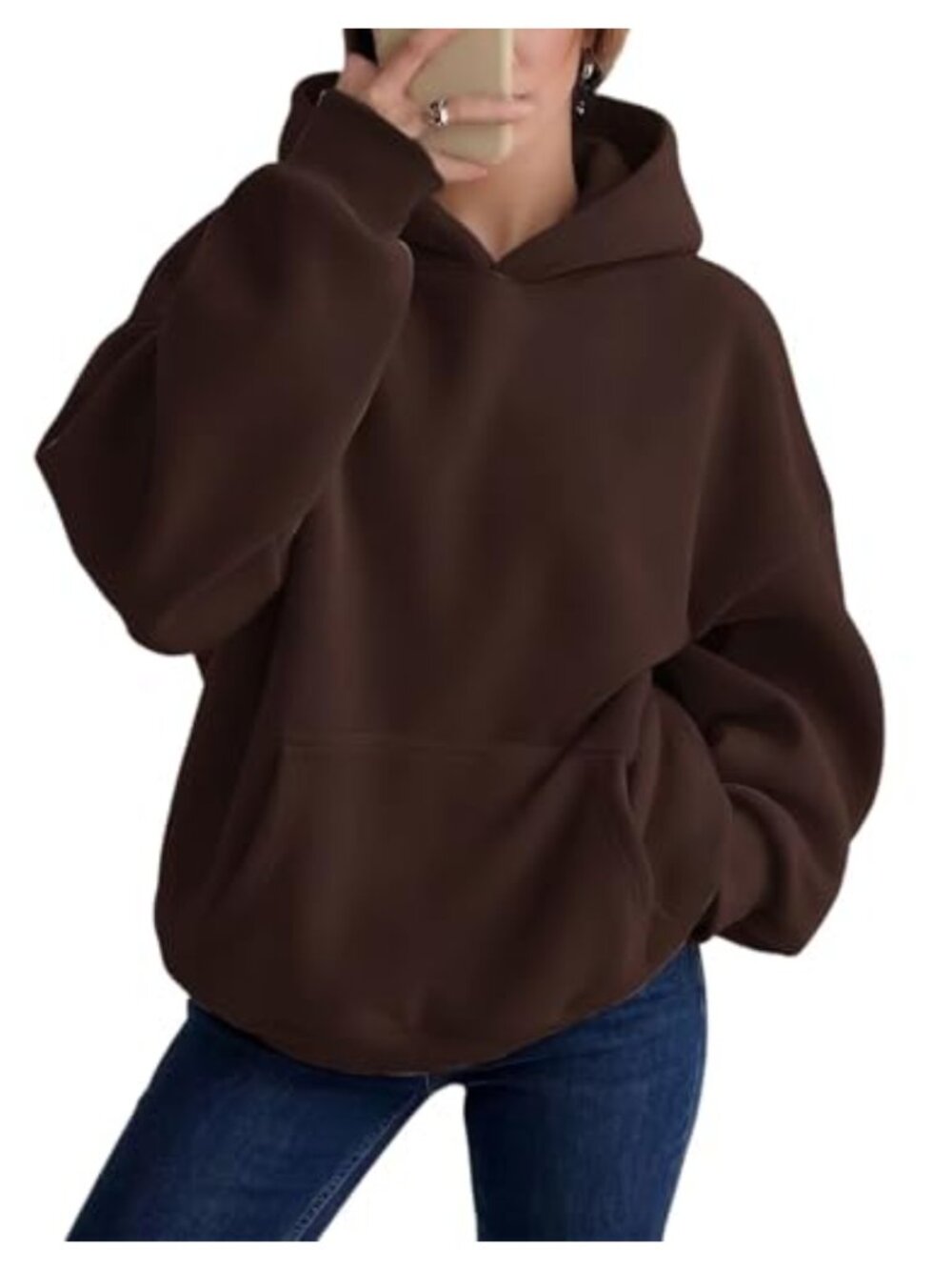 Womens Oversized Velour Fleece Hoodie with Pocket Pullover Sweatshirt